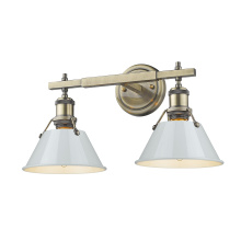 Golden 3306-BA2 AB-DB - Yep by Golden Lighting Orwell 2-light Vanity in Aged Brass and Dusky Blue shade